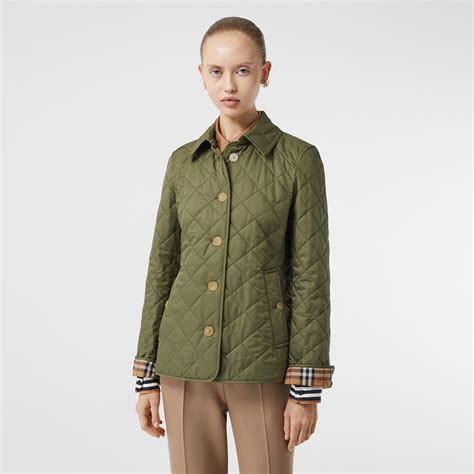 olive green burberry quilted jacket